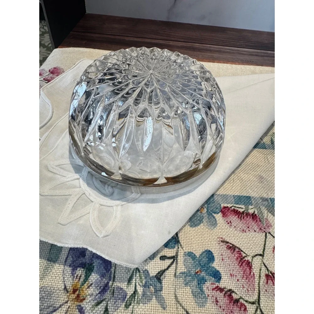 Vintage Cut Glass Bowl Silverplated Rim,  candlestick‎ curated grouping